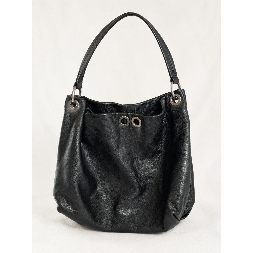 Simply Vera Vera Wang Black Shoulder Hobo Bag Faux Leather Blue Lining
